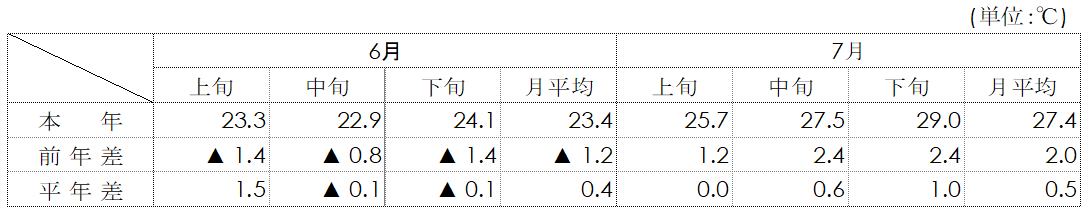 平均気温（名古屋）表画像