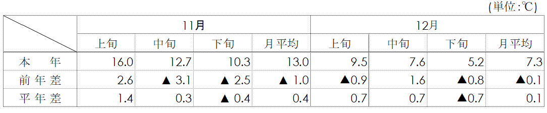 平均気温（名古屋）表画像